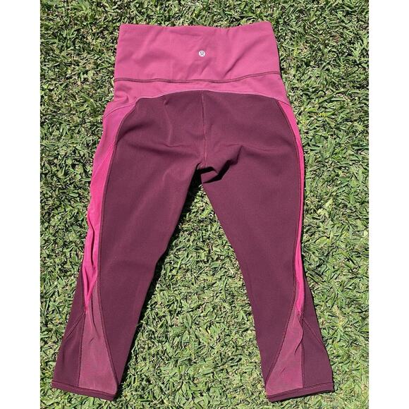 Lululemon Colour Me Ombre Crop Leggings Fuchsia Women’s Size 8 Burgundy Shades - Picture 3 of 11